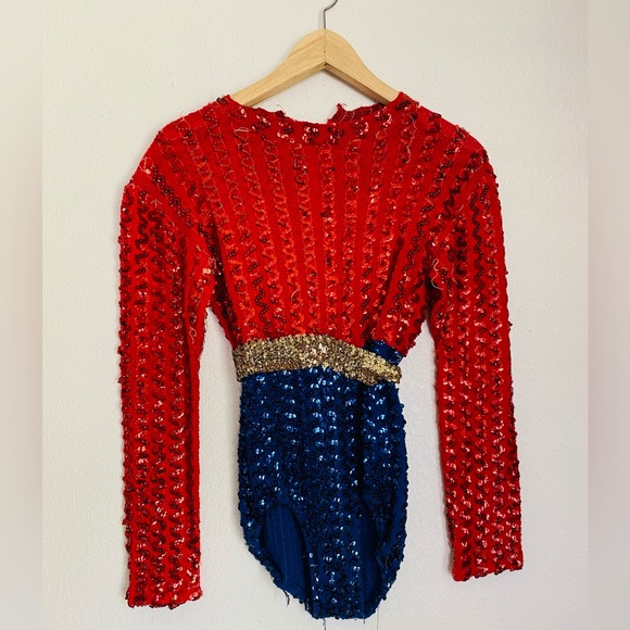 Intimates & Sleepwear Vintage Sparkly Red Blue Sequin Body Suit